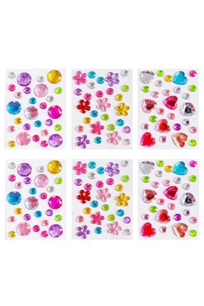 Monssjay 6 Sheets/Set Diamond Self Adhesive Acrylic Rhinestone Sticker Love Heart/ Round/ Flower Shape Han...