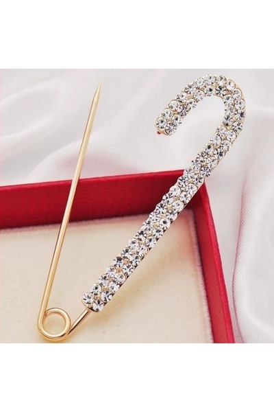 Choice Gold-color Diamond-in Metal Collar Pin Fixed Clothes Buckle Pin Anti-exposed Simple Clothes Accessor