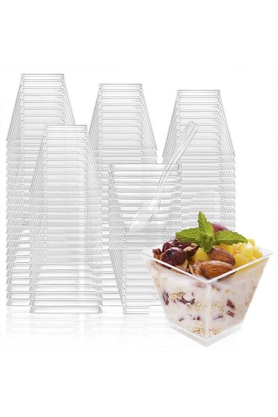 Choice 50pcs 50/100pcs 2oz Transparent Dessert Cup Disposable Pp Trapezoidal Cup Restaurant Party Dessert F
