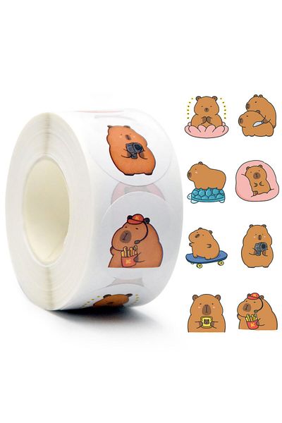 Choice 500PCS 500Pcs Cute Plump Capybara Sealing Stickers Cartoon Anime Diy Decor Waterproof Graffiti Roll