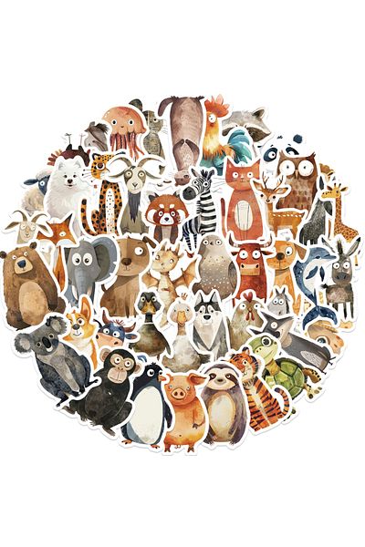 Choice 50PCS 50PCS Cute Strange Watercolor Animals Stickers DIY Laptop Phone Luggage Cup Waterproof Graffit