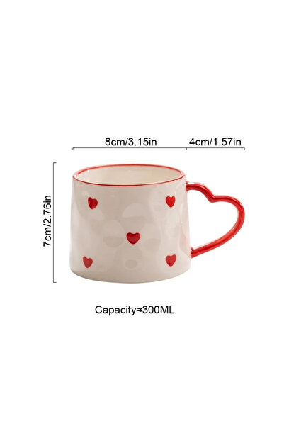 Choice كوب سيراميك لطيف على شكل قلب أحمر 301-400 مل، كوب قهوة إبداعي مصنوع يد...