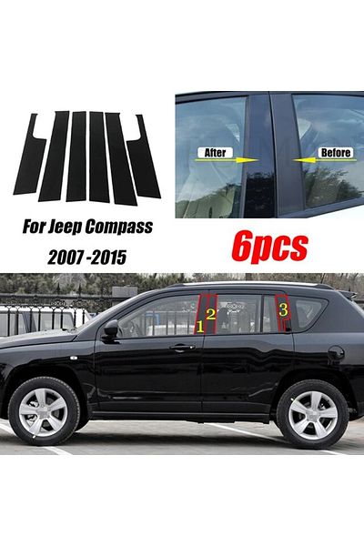 Choice Fit For Jeep Compass 2007-2012 2013 2014 2015 Gloss Paino Black Pillar Posts Door Side Window Dec...