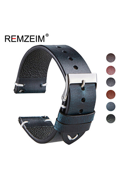 Choice سوار ساعة من الجلد الطبيعي سريع الفك مصنوع يدويًا من شمع الزيت العتيق ...