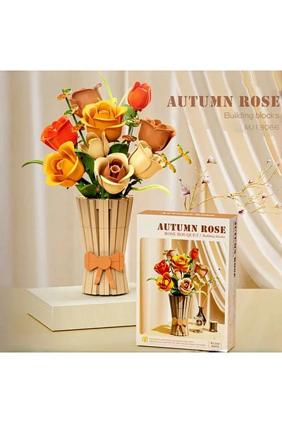 AMAZINGBLOKS Flower 868PCS Rose Bouquet Building Blocks Eternal Flower Vase Model Bricks Desktop Decoration Child
