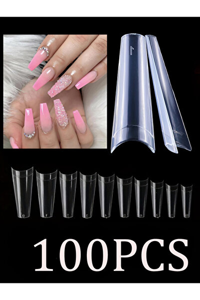 Choice أظافر طويلة شفافة حمراء اللون، 120 قطعة، أطراف أظافر أكريليك لصالونات ...