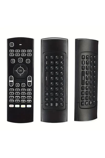 Choice ماوس هوائي MX3 بإضاءة خلفية سوداء 2.4 جيجاهرتز ولوحة مفاتيح صغيرة لاسلكية للتحكم عن بعد مع مفاتيح الوسائط المتعددة
