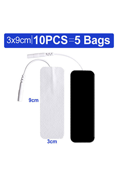 Choice 10 قطع 9 × 3 سم ذاتية اللصق وسادات أقطاب كهربائية EMS محفز العضلات الكهربائي رقعة رقمية قابلة لإعادة الاستخدام