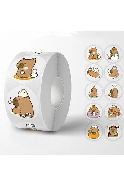 Choice 500pcs-roll 500pcs/Roll Cute Capybara Sticker Waterproof Graffiti Aesthetic Decorative Luggage Lapto