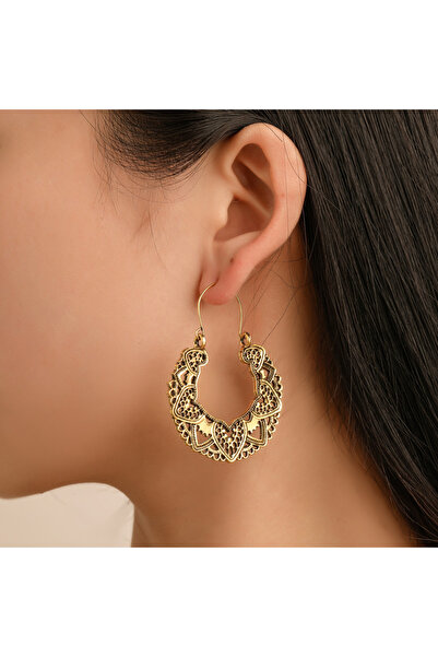 Choice أقراط متدلية منحوتة باللون الفضي العتيق C722-2 للنساء، أقراط دائرية مث...