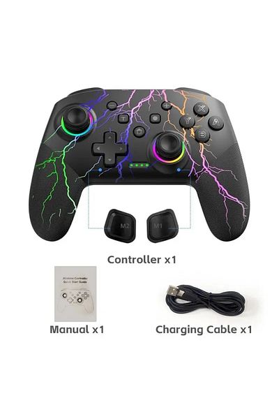 Choice وحدة تحكم Thunder Light DATA FROG اللاسلكية Switch Pro لعصا التحكم القابلة للبرمجة OLED Switch/Switch