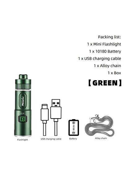 Choice مصباح يدوي صغير أخضر صغير EDC لتزيين الرقبة وسلسلة مفاتيح ومصباح تخييم وسفر وإضاءة طوارئ