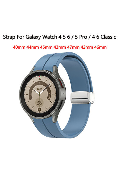 Choice Blue silver buckle No Gap Magnetic Silicone Strap For Samsung Galaxy Watch 7 6 5 4 44mm 40mm Pro 45m