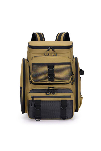 Choice حقيبة صيد كاكي 50 لتر مع حاملات قضبان وحقيبة صدر ومنظم أدوات صيد الأسم...