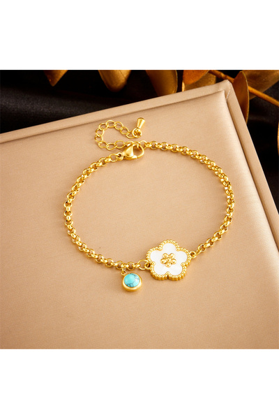 Choice B1235 DIEYURO 316L Stainless Steel Cute White Flower Bracelet For Wome...