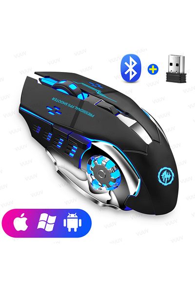 Choice Black Rechargeable Bluetooth Wireless Mouse with 2.4G USB for Laptop Macbook PC Computer Backlight G