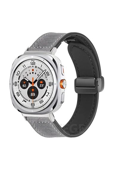 Choice Galaxy Ultra 47mm S-Grey Leather Silicone Bracelet for Samsung Galaxy Watch Ultra 47mm Magnetic Band
