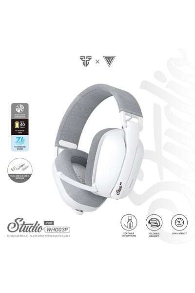 Choice1 White FANTECH WHG03P STUDIO PRO Gaming Headphones Wired& Wireless Bluetooth 7.1 Surround Headset Wit