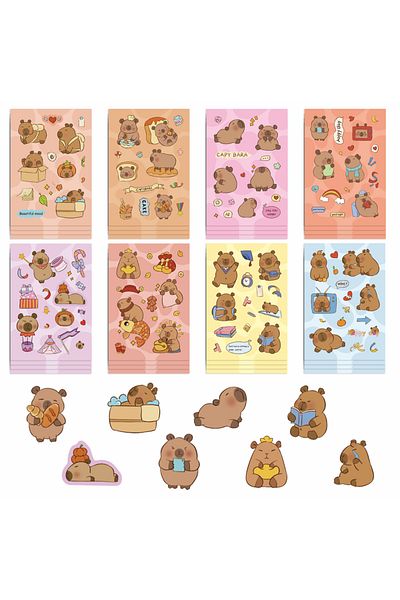 Choice 16pcs 8/16/24pcs Cartoon Capybara Stickers Animals Puzzle Sticker Kid Toys Gifts Diy Make-a-face Ass