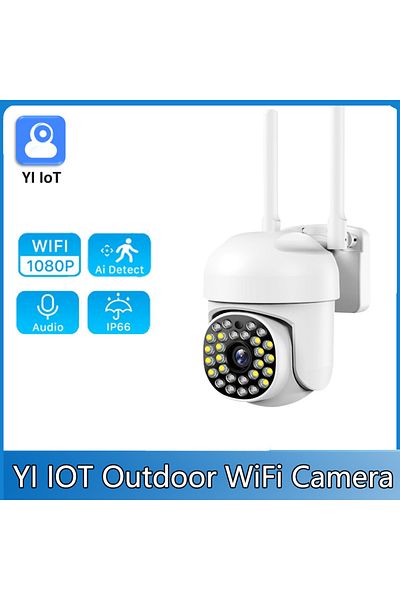 Choice Eu plug 1/3" 2MP PTZ YI IOT WiFi Outdoor 4X Digital Zoom Camera Home Security Auto Tracking Two Way