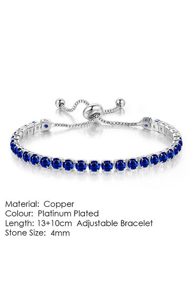 Choice WhiteGold Blue ZHOUYANG Tennis Bracelet For Women Luxury Handy Adjustable 4 Claws Mosaic 4mm Zirconi