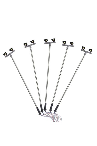 Choice 5 Pack Model Railway Yard Lights Twin LED Lamps OO 00 Guage Flood Light 1:76 Model Railroads 5*T...