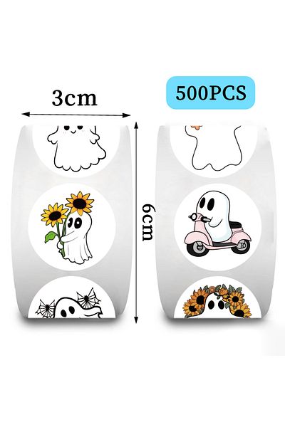 Choice 500pcs All 500PCS Halloween Cute Ghost Graffiti Roll Stickers For Suitcase Skateboard Laptop Luggag