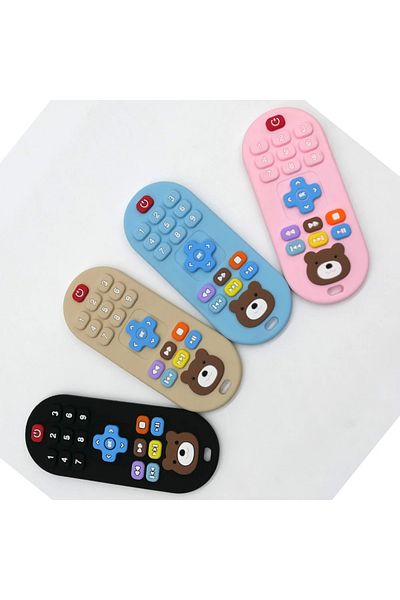 Choice 4pcs plus 1/4pcs Children's teething remote control silicone material baby teething toys simulation