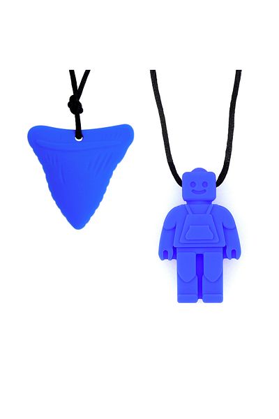 Choice Blue Sensory Chew Necklaces(2 Packs) for Kids with Teething, ADHD, Autism, Biting Needs, Oral Motor