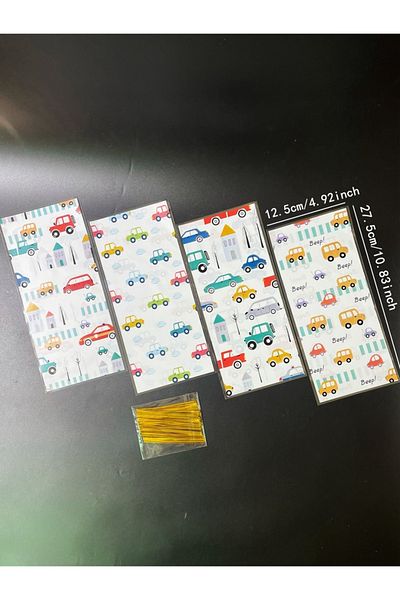 Choice 12.5x27.5cm Other MULTI 50pcs Lovely Car Design Gift Pack Flat Pocket With Gold Ribbon, Car-themed P