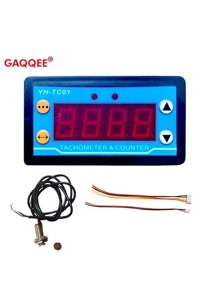 Gaqqee 30-80000 Rpm Speed Meter 4 Digit Led Counters Tachometer Dc 9-24v 5a Npn Hall Switch Proximity Sw...