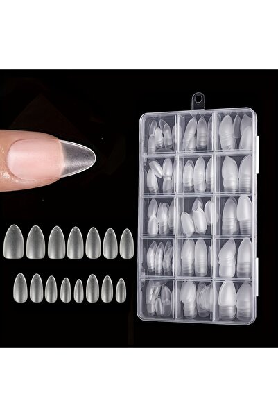 Choice4 330 قطعة من ملصقات أظافر جل مطفية مطورة بدون مبرد من Mesocone، 330 طرف أظافر لوزي قصير معبأ في علبة، بدون مبرد