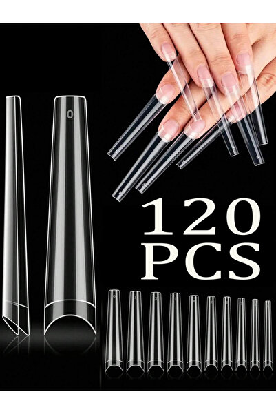 Choice أظافر زرقاء طويلة شفافة على شكل نعش، 120 قطعة، أطراف مناسبة لصالونات ا...