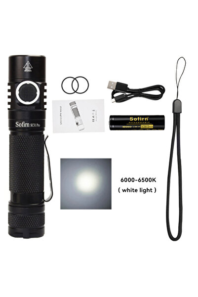 Choice مصباح يدوي تكتيكي خارجي أسود اللون 6000k-6500k Sofirn SC31 Pro SST40 LED 2000LM Anduril قوي قابل لإعادة الشحن