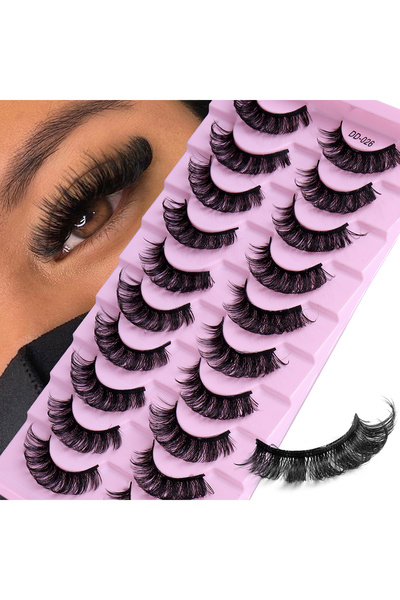 Choice 10 أزواج من الرموش الصناعية الكثيفة والمجعدة ذات الحجم الكبير ذات المظهر الطبيعي من الرموش الروسية الشريطية الممتدة.