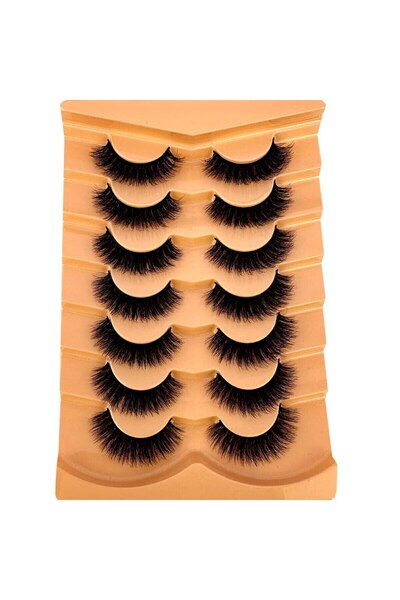 choice2 7 أزواج 8d068 رموش جديدة من 7 أزواج من الرموش ثلاثية الأبعاد من فرو المنك الناعم، رموش طبيعية كثيفة وناعمة تدوم لفترة قصيرة