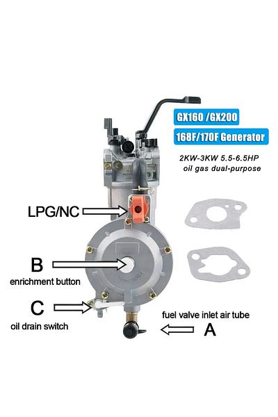 HOENYZY New 3KW 168F 170F Gasoline Generator LPG Carburetor Dual Fuel LPG NG Gas Carburetor Conversion K...
