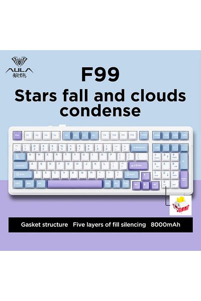Choice Purple and White B Aula F99 Gaming Mechanical Keyboard Three Mode 2.4g Wireless Bluetooth Wired Hot