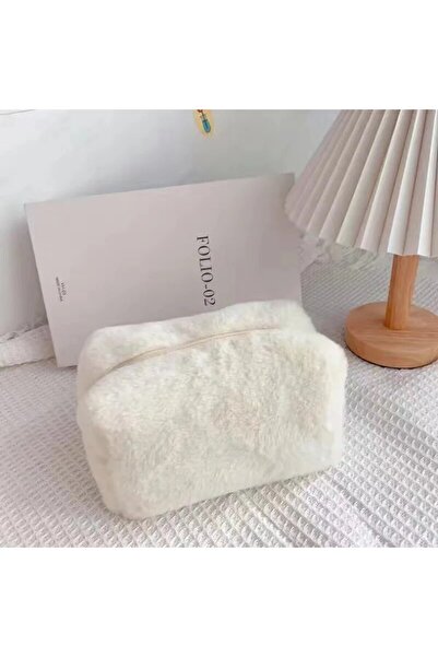 Choice حقيبة مكياج بيضاء من القطيفة، ماكا، تنين، حلو، صندوق كبير، حقيبة جميلة...