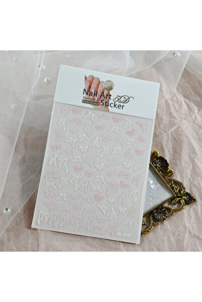 Choice NK5D-0330 قطعة واحدة ملصقات أظافر خماسية الأبعاد باللونين الوردي والأب...