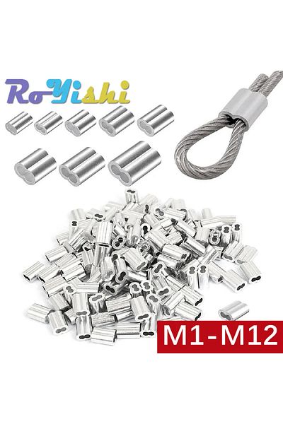 Choice 80pcs M2 1-100pcs Double Hole Cable Crimp Sleeve M1 To M12 Wire Ferrules 8-shape Aluminum Cable Stop
