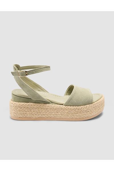 Cabani 100% Genuine Leather Green Women's Suede Sandals