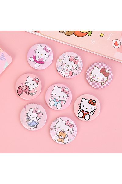 Choice Random-5pcs 5Pcs/Set Sanrio Hello Kitty Chest Badge Kawaii Cartoon Figure Brooch Sweet Cute KT Cat