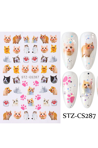 Choice ملصق أظافر ذاتي اللصق STZ-CS287 بتصميم كلب وقط وحيوان وأرنب ثلاثي الأب...