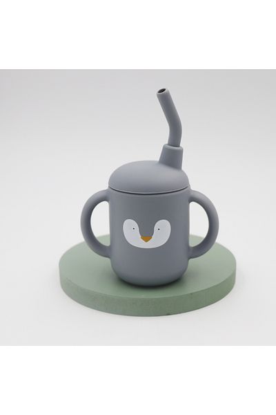 Choice dark grey New cartoon 120ML Baby Silicone Sippy Cup BPA-Free Portable Storage Snack Container Feedin