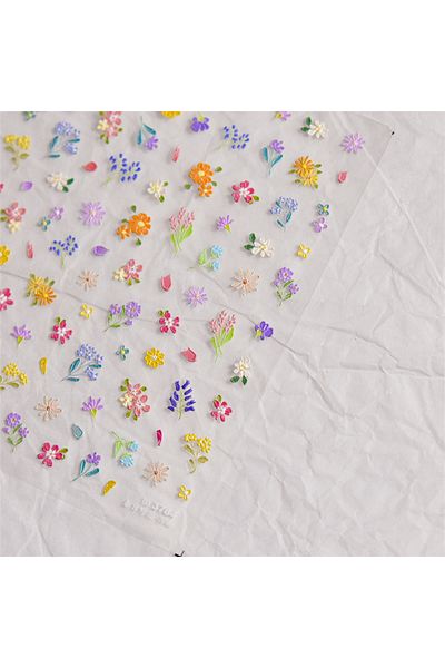 choice2 1pcs to3784 1pcs 5D Exquisite Japanese Flower Nail Art Stickers Kawaii Colorful Macaron Flower Nail