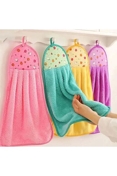 Choice Four-pack 4pcs Coral Velvet Bathroom Supplies, Soft Hand Towel, Absorbent Cloth Dishcloths, Hanging