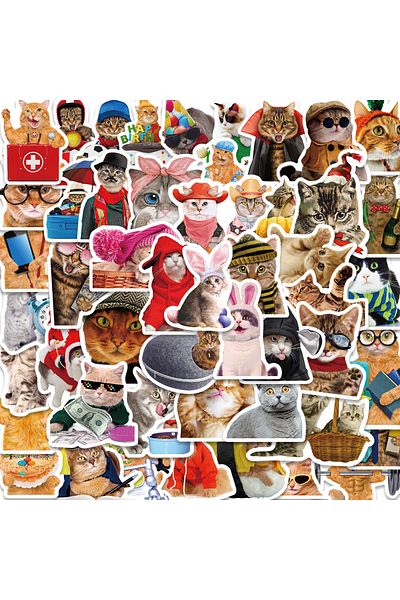 Choice 50PCS 50PCS Cat MEME Funny Animals Stickers Vintage Toy DIY Kids Notebook Luggage Motorcycle Laptop
