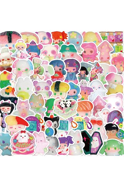 Choice 56pcs 56PCS 3D Crystal Clay Girl Cute Stickers Skateboard Notebook Fridge Phone Guitar Luggage Decal