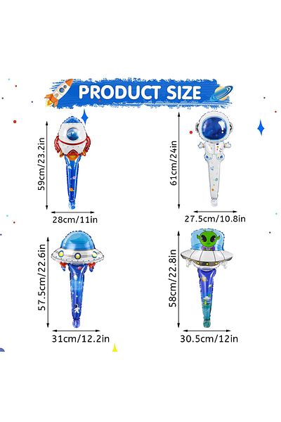 Choice Other 4pcs 4pcs space themed astronauts, UFO handheld aluminum film balloons, suitable for birthday